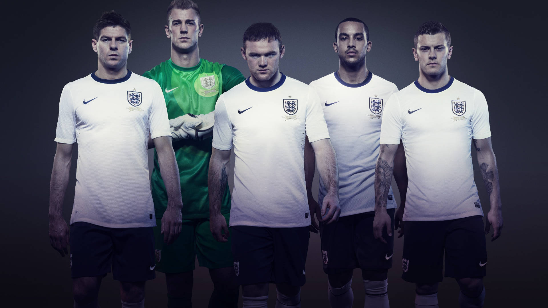 England Football, white jerseys, green kits, Full HD Desktop Wallpaper