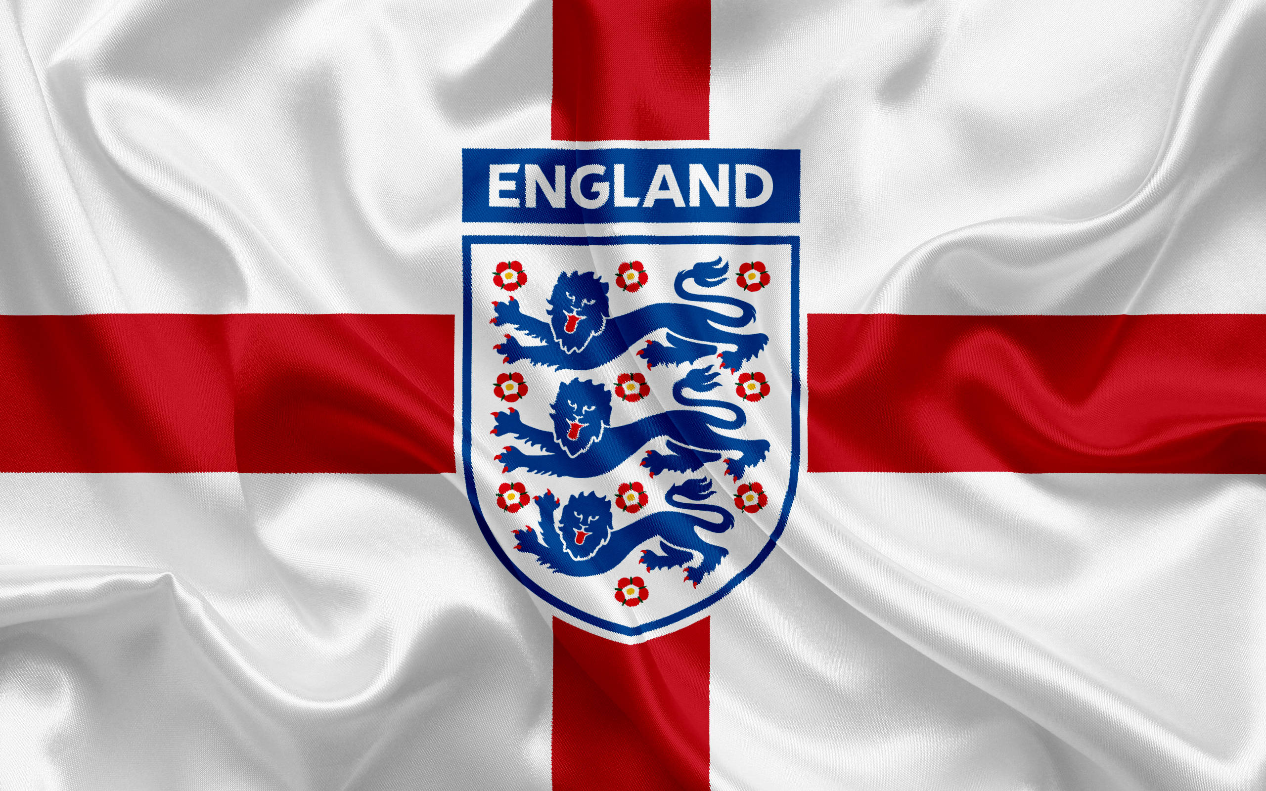 England National Football Team, red white and blue, three lions, 2K Desktop Wallpaper