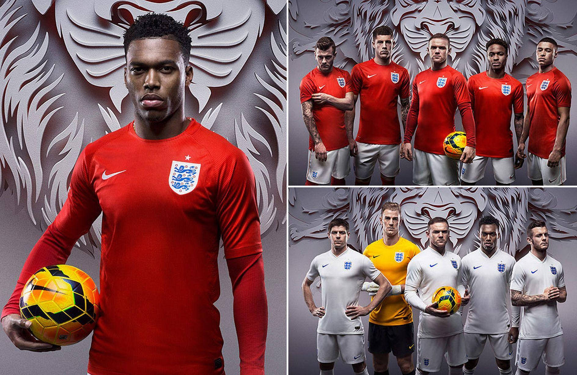 England National Football Team, red and white kits, stylized lion backdrop, HD Desktop Wallpaper