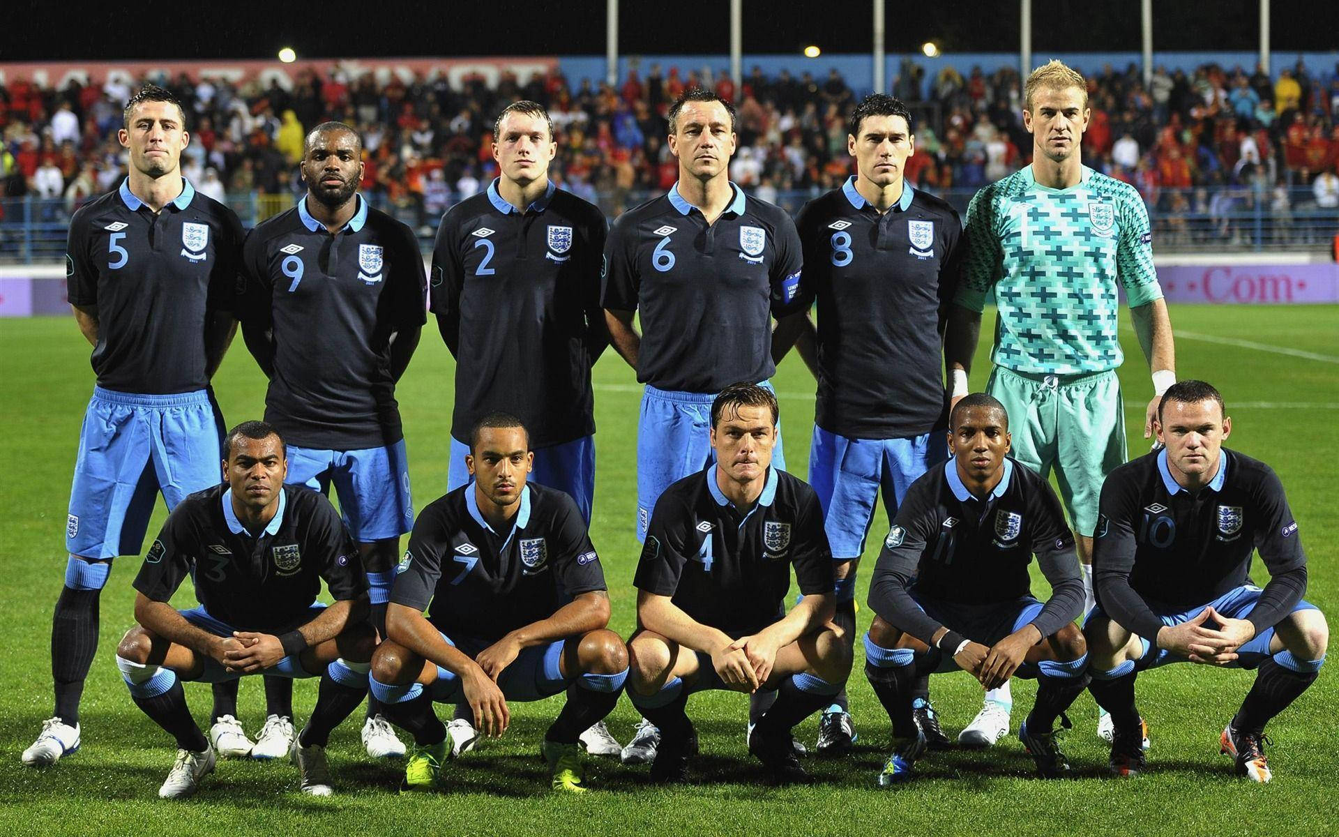 England National Football Team, dark blue kits, vibrant green pitch, Full HD Desktop Wallpaper