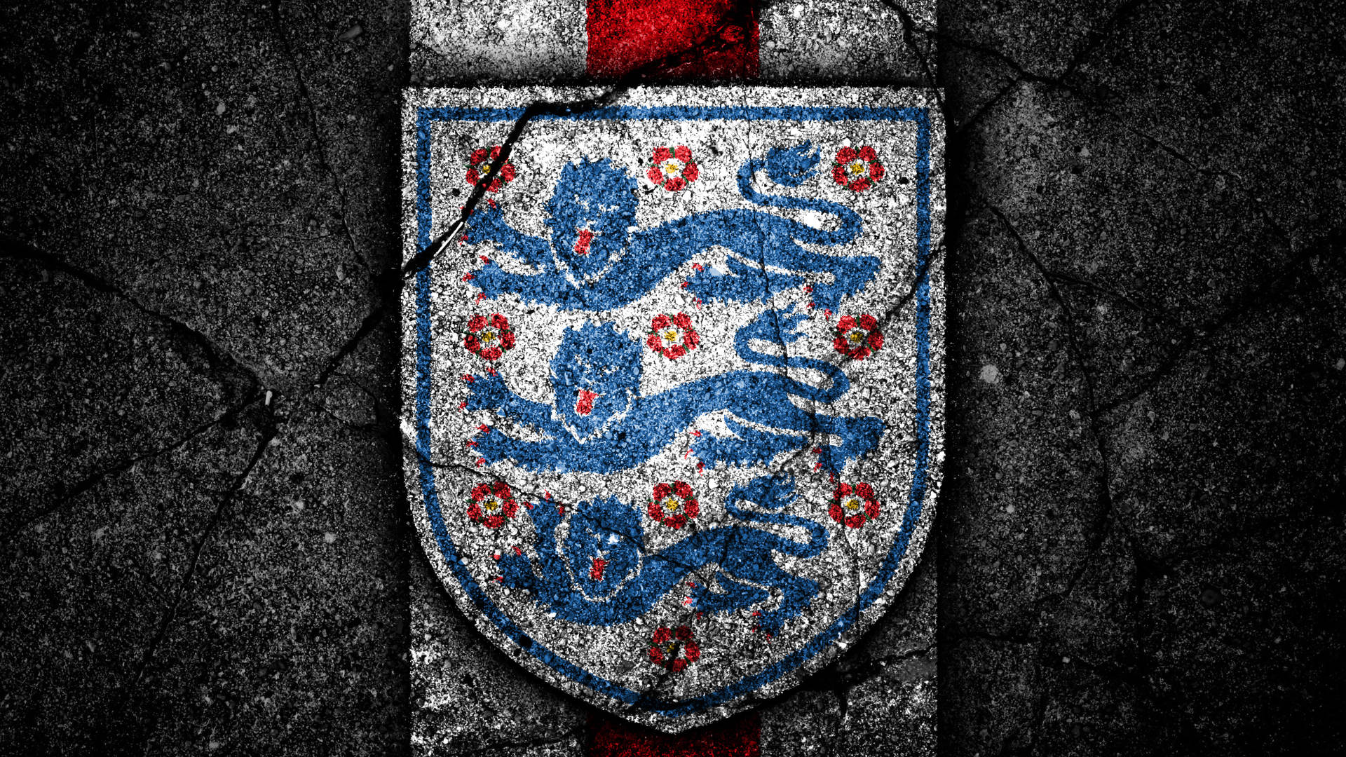 England, three lions crest, cracked concrete, Full HD Desktop Wallpaper