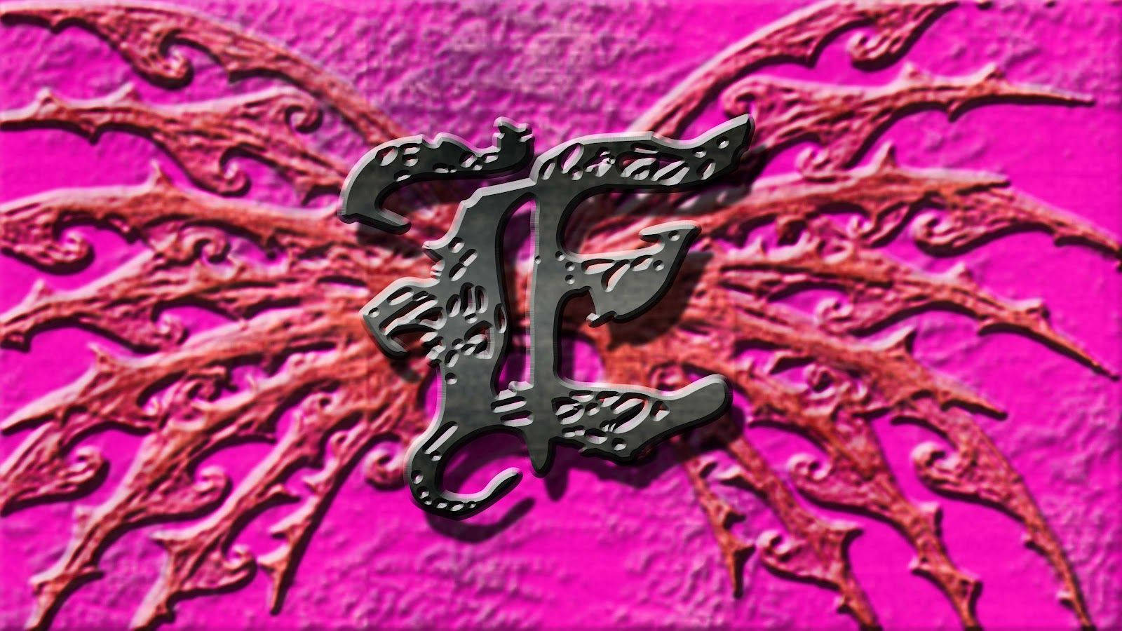 Old English Style Letter E, black letter E, vibrant pink textured background, HD Desktop Wallpaper