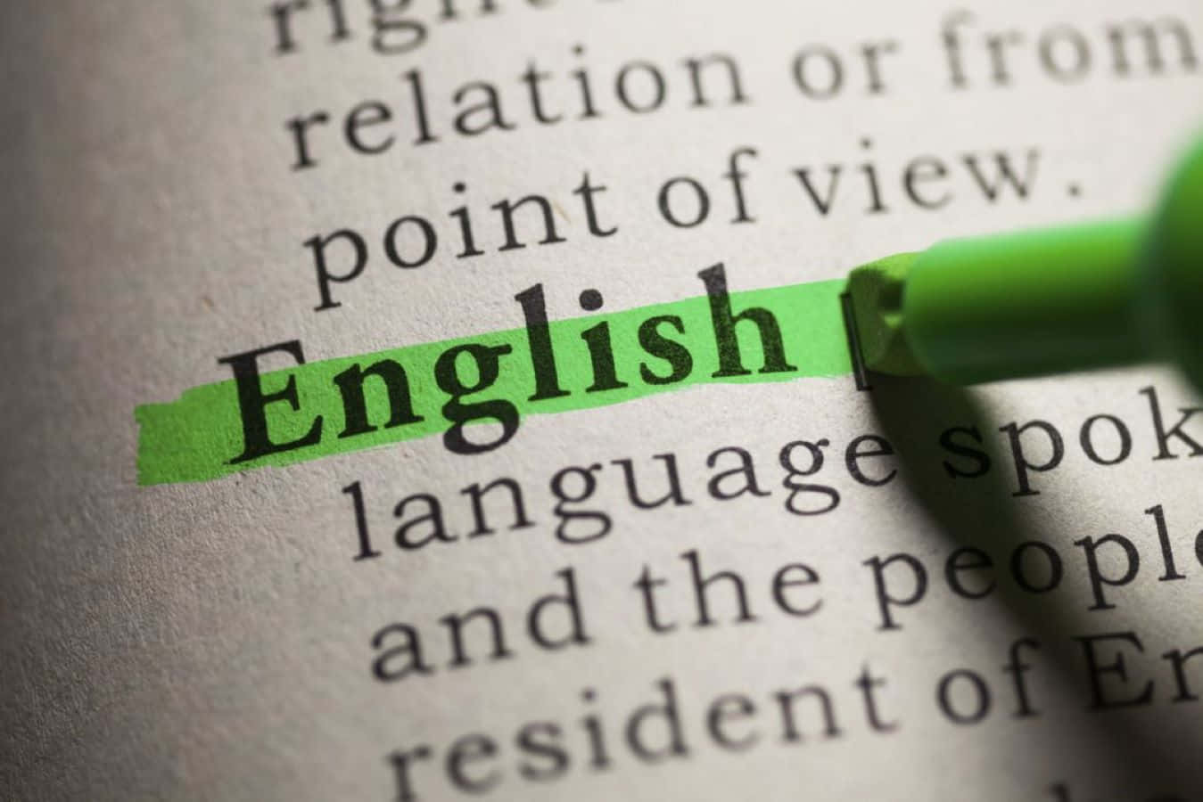 English, green highlighter, dictionary entry, HD Desktop Wallpaper