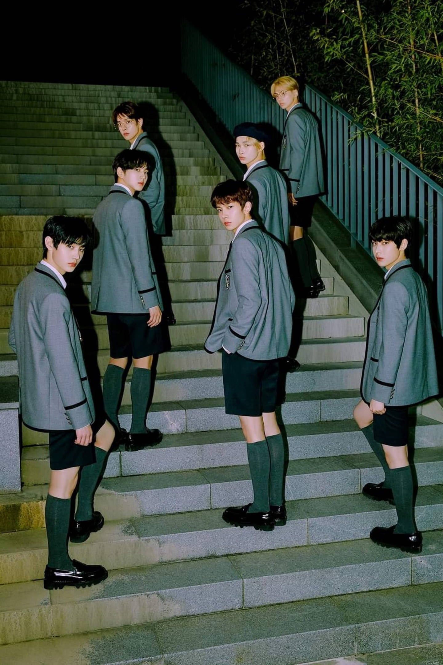 Enhypen, 2021 Seasons Greetings, gray school uniforms, Full HD Phone Wallpaper