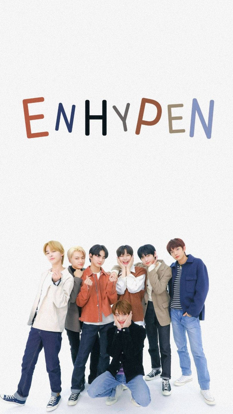ENHYPEN, white background, colorful logo, HD Phone Wallpaper