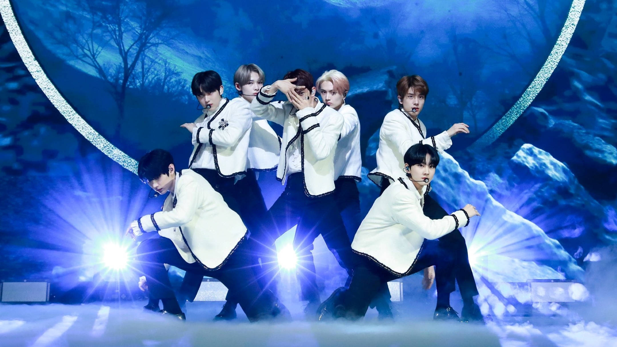 Enhypen, debut stage, white jackets, Full HD Desktop Wallpaper