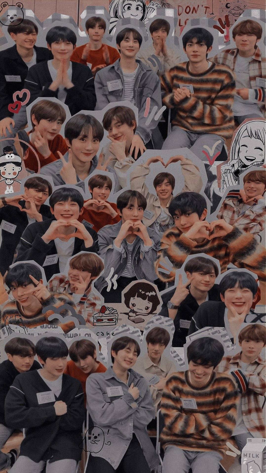 Enhypen, collage, hearts, HD Phone Wallpaper