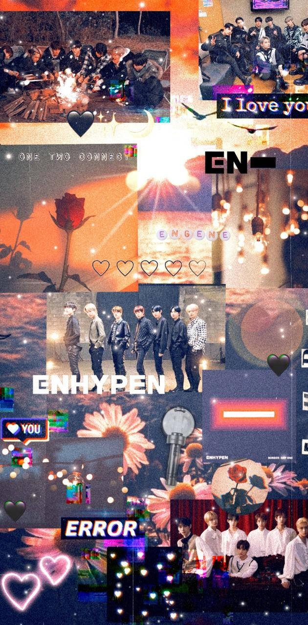 ENHYPEN, photograph collage, hearts, HD Phone Wallpaper