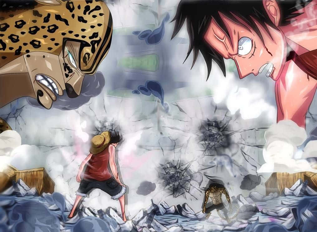 Enies Lobby, young man, giant leopard-headed monster, SD Desktop Wallpaper