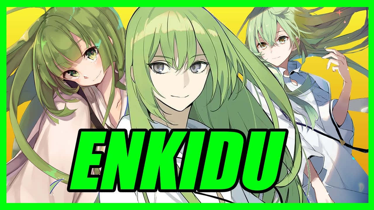 Enkidu, anime girls, long green hair, HD Desktop Wallpaper