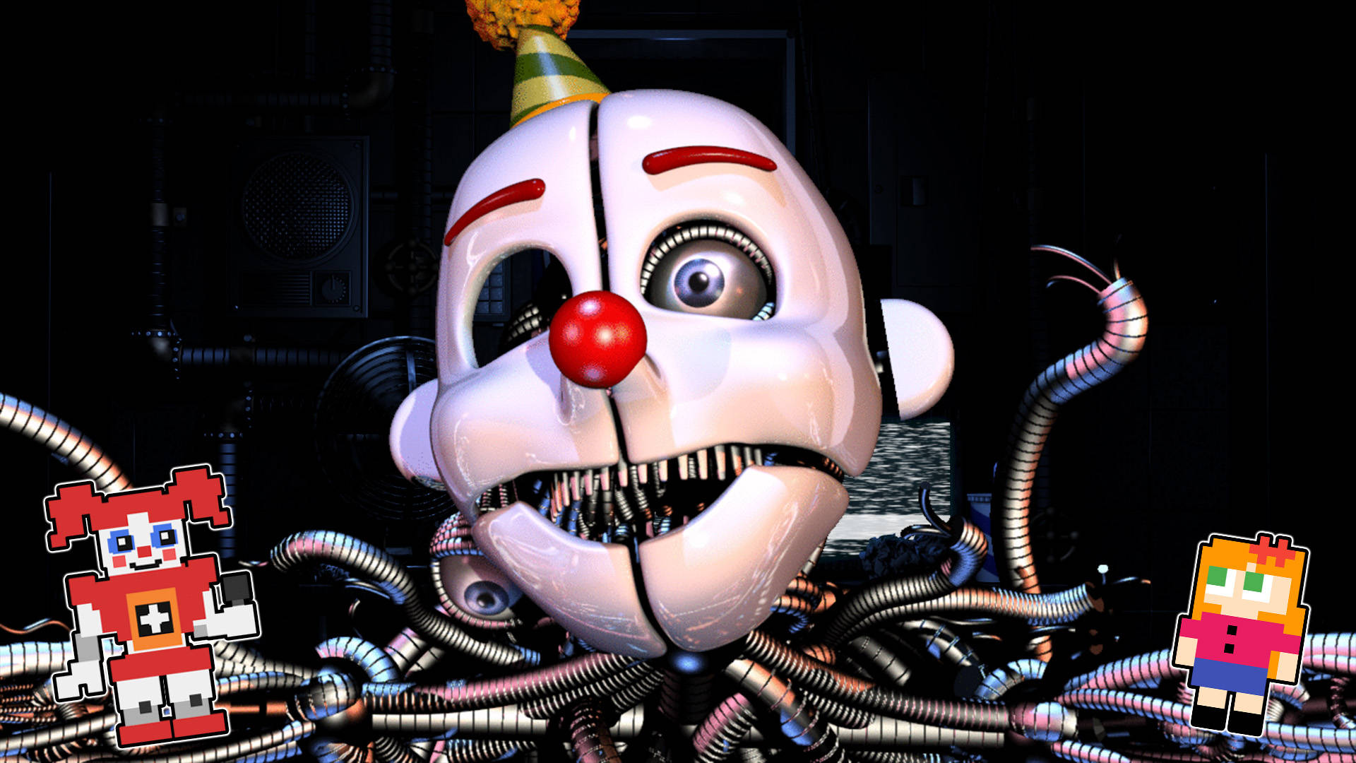Ennard, Roblox stickers, red nose, Full HD Desktop Wallpaper