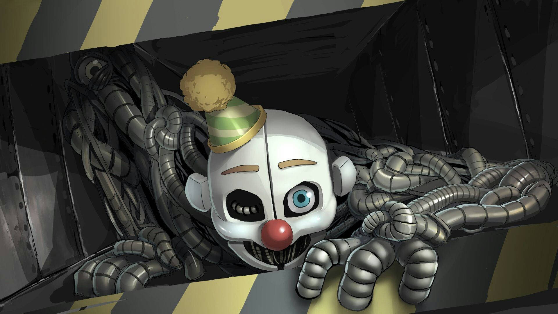 Ennard, mechanical clown, blue eye, Full HD Desktop Wallpaper