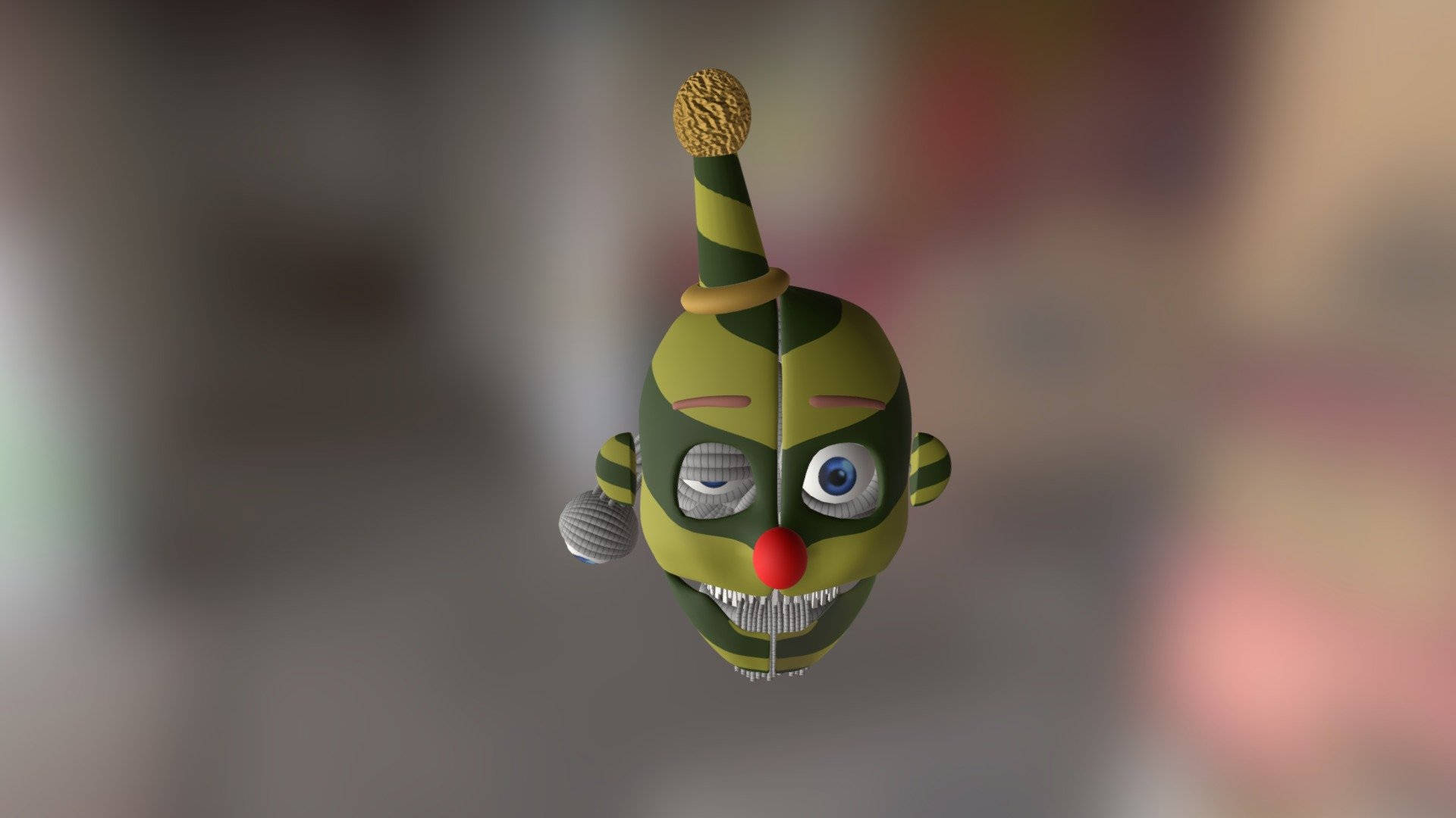 Ennard, masked head, green and yellow clown mask, Full HD Desktop Wallpaper