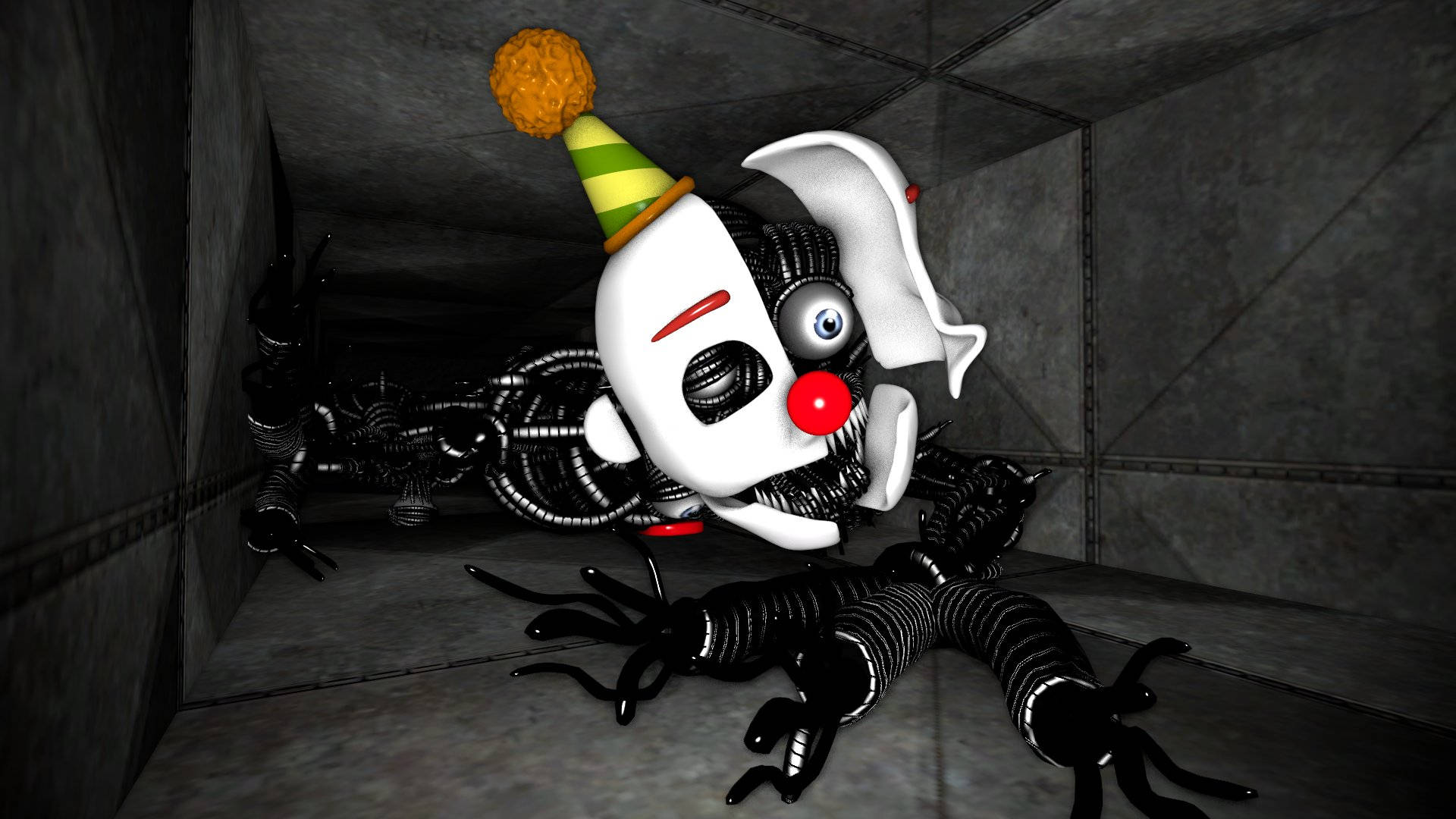 Ennard, ventilation shaft, striped party hat, Full HD Desktop Wallpaper
