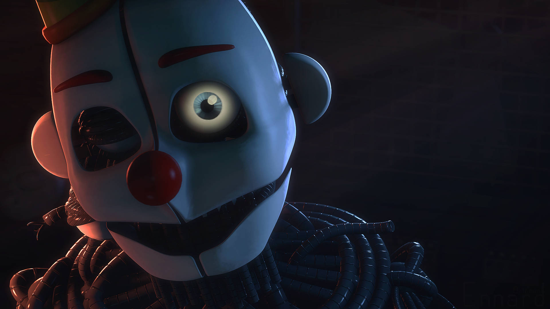 Ennard, glowing eye, exposed wires, Full HD Desktop Wallpaper