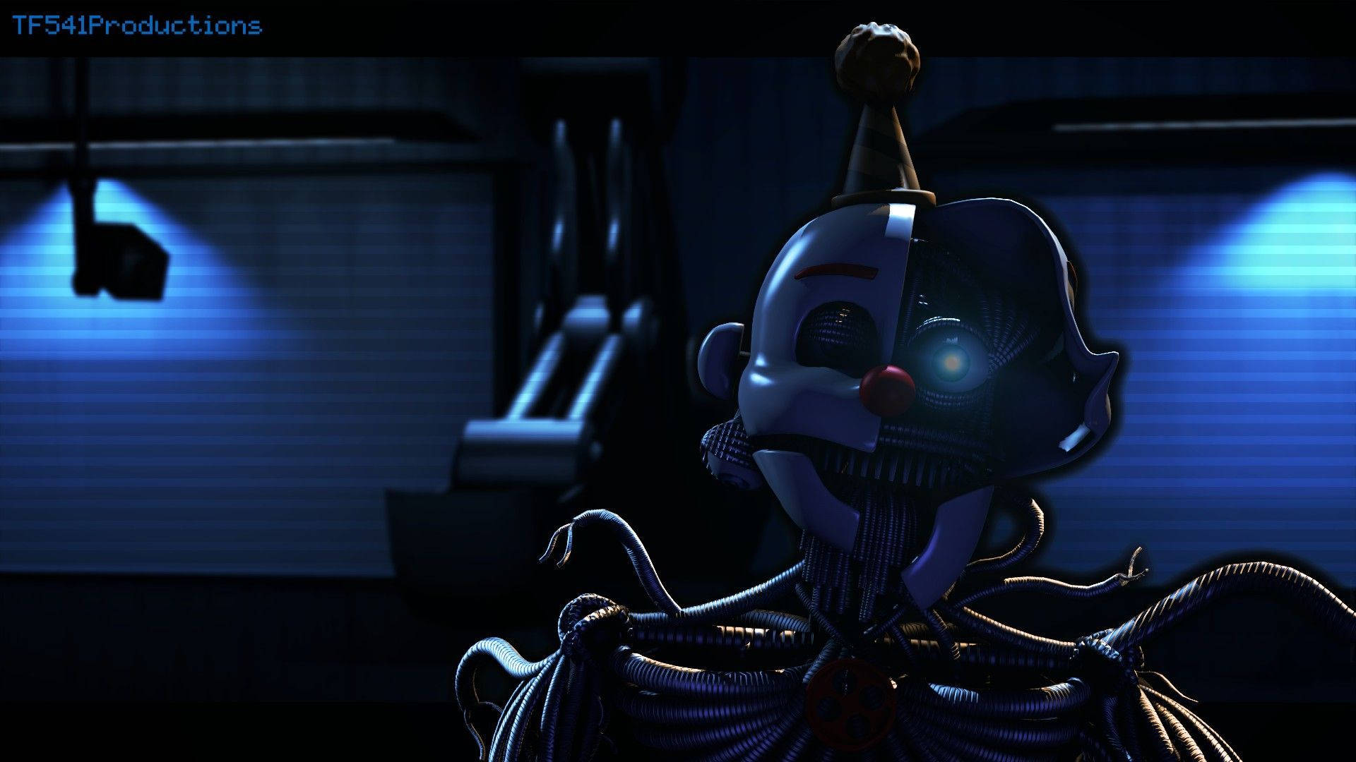 Ennard, clown robot, glowing eyes, Full HD Desktop Wallpaper
