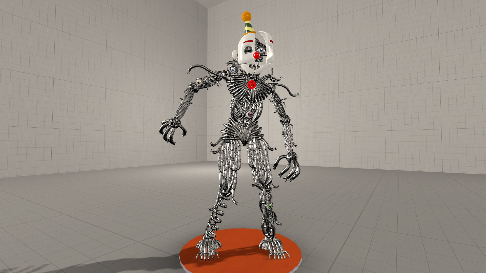 Ennard, metallic skeletal clown figure, party hat, Full HD Desktop Wallpaper