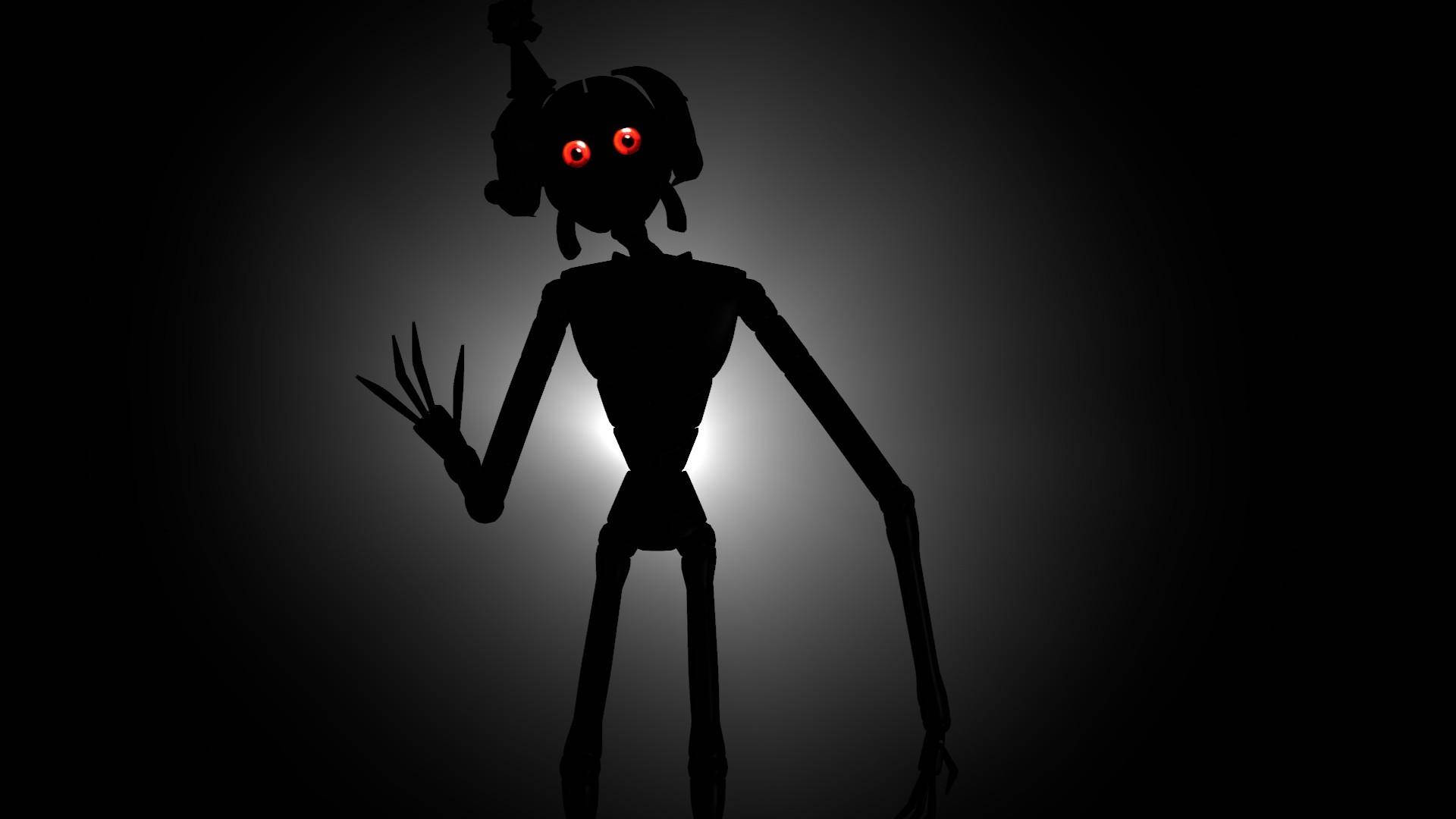 Ennard, silhouette, glowing red eyes, Full HD Desktop Wallpaper