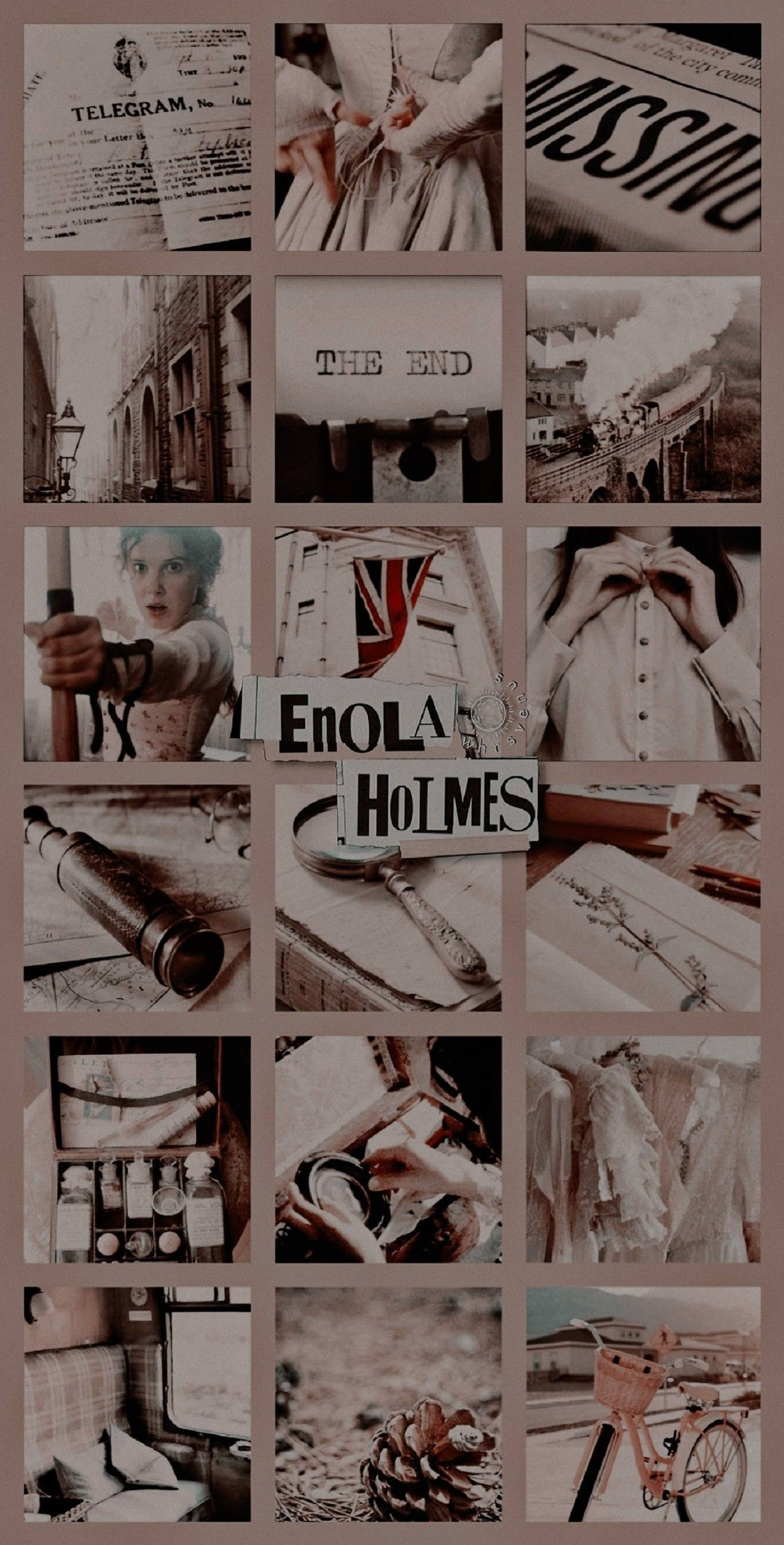 Enola Holmes, telegram missing posters, magnifying glass, 4K Phone Wallpaper