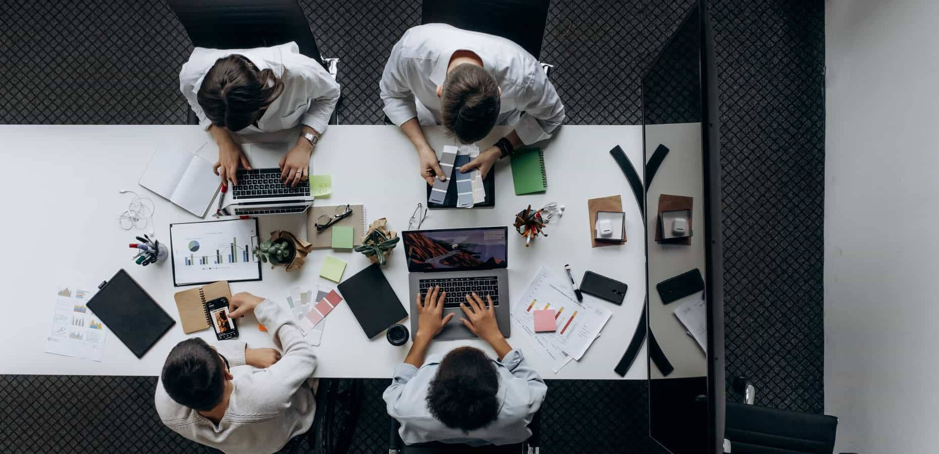 Enterprise, white desk, laptops, HD Desktop Wallpaper