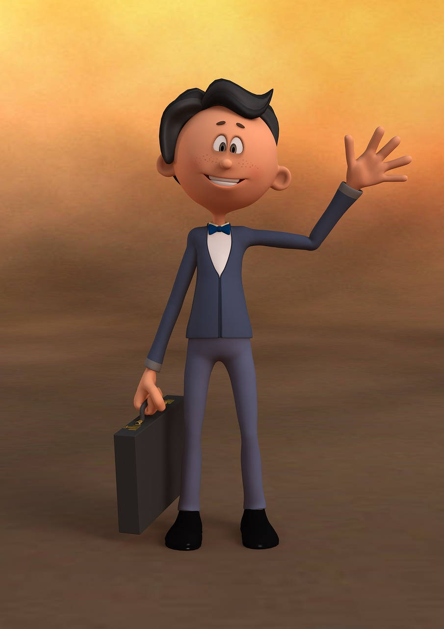 3d-rendered cartoon businessman, briefcase, warm gradient background, HD Phone Wallpaper
