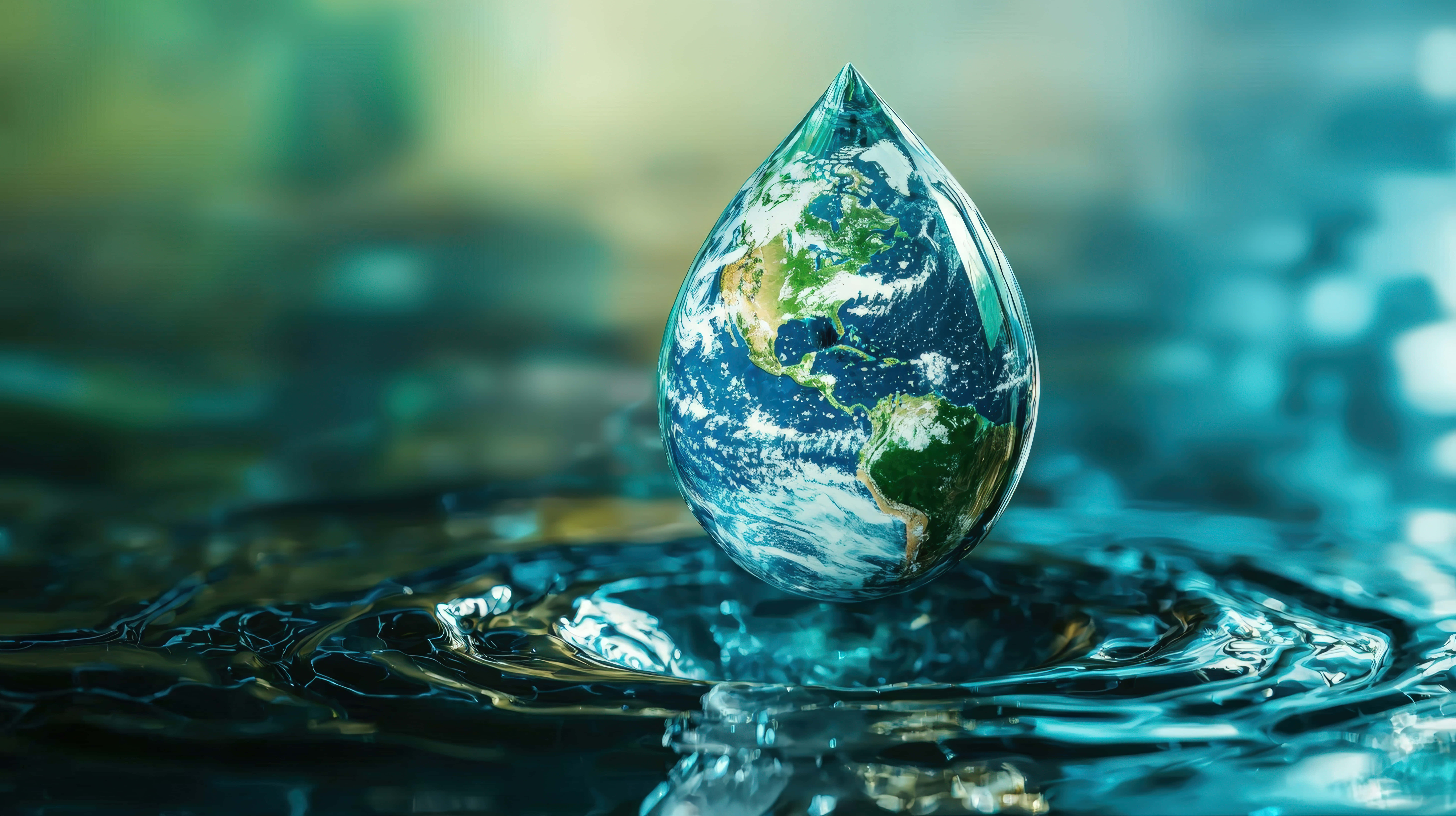 Earth, water droplet, continents, 8K Desktop Wallpaper
