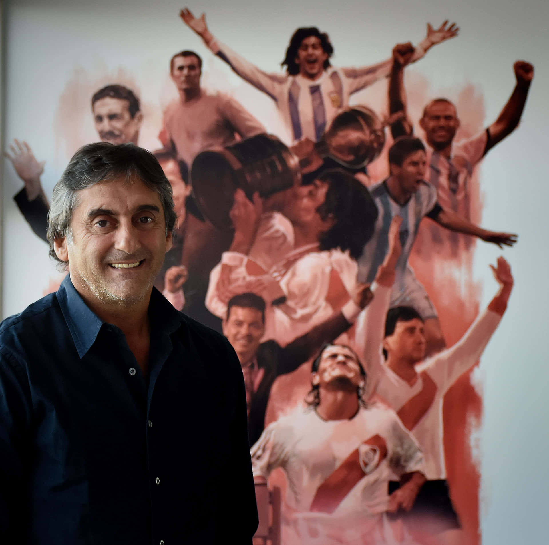 Enzo Francescoli, dark shirt, vibrant mural, Full HD Desktop Wallpaper
