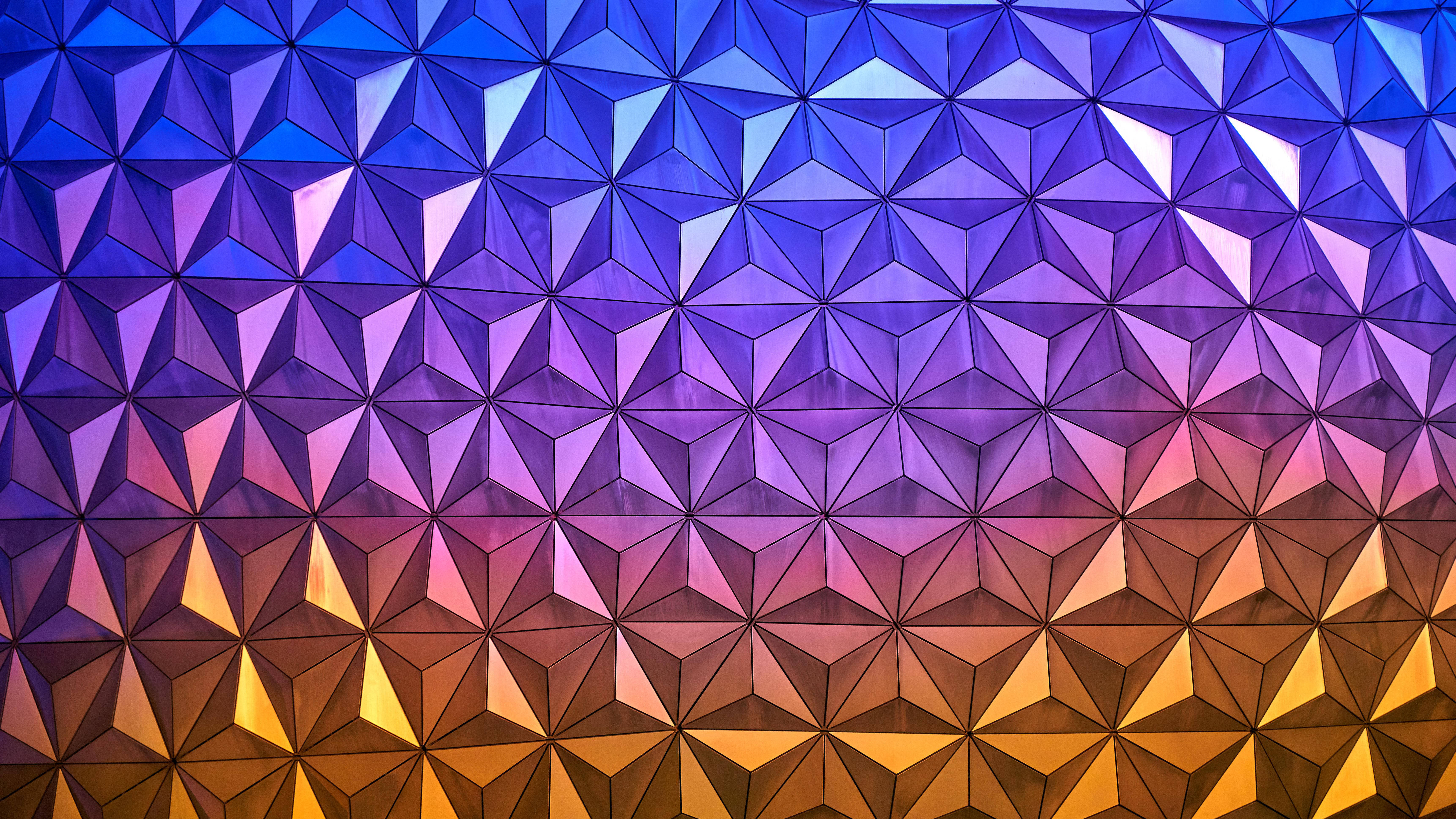 Epcot, geometric wall, triangular facets, 5K Desktop Wallpaper
