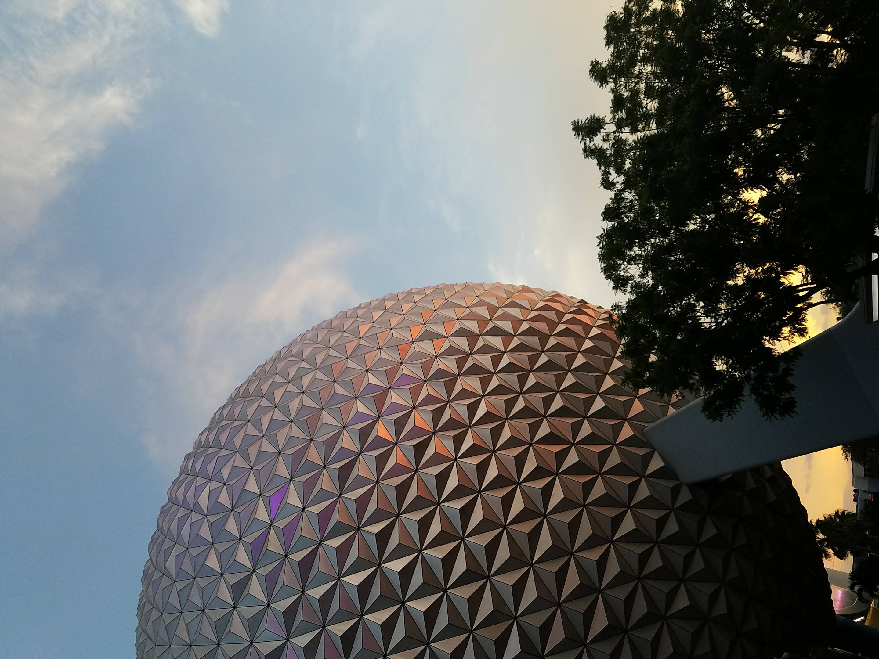 Epcot, geodesic sphere, sunset, 2K Desktop Wallpaper