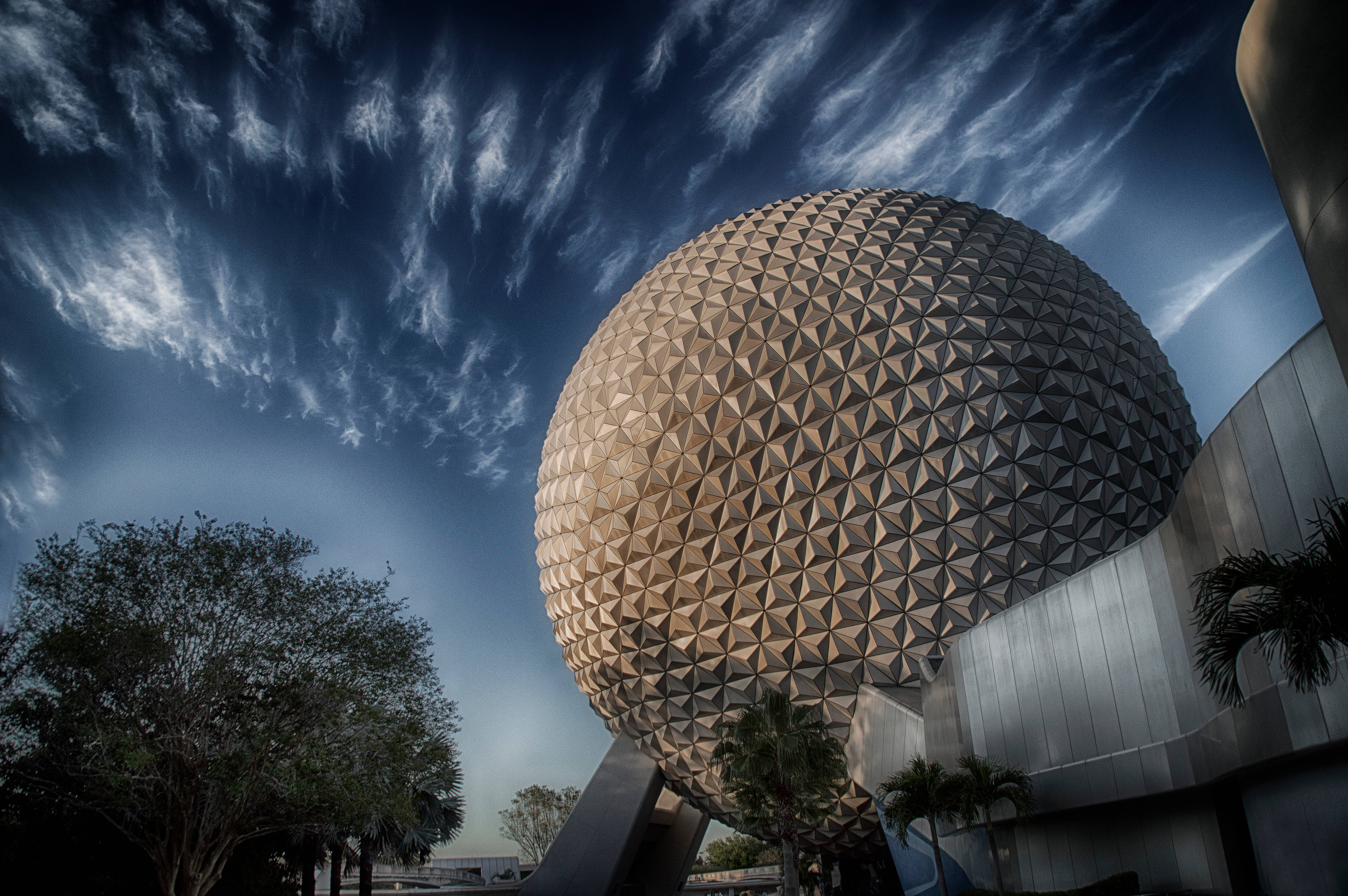 Epcot, geodesic sphere, twilight sky, 5K Desktop Wallpaper