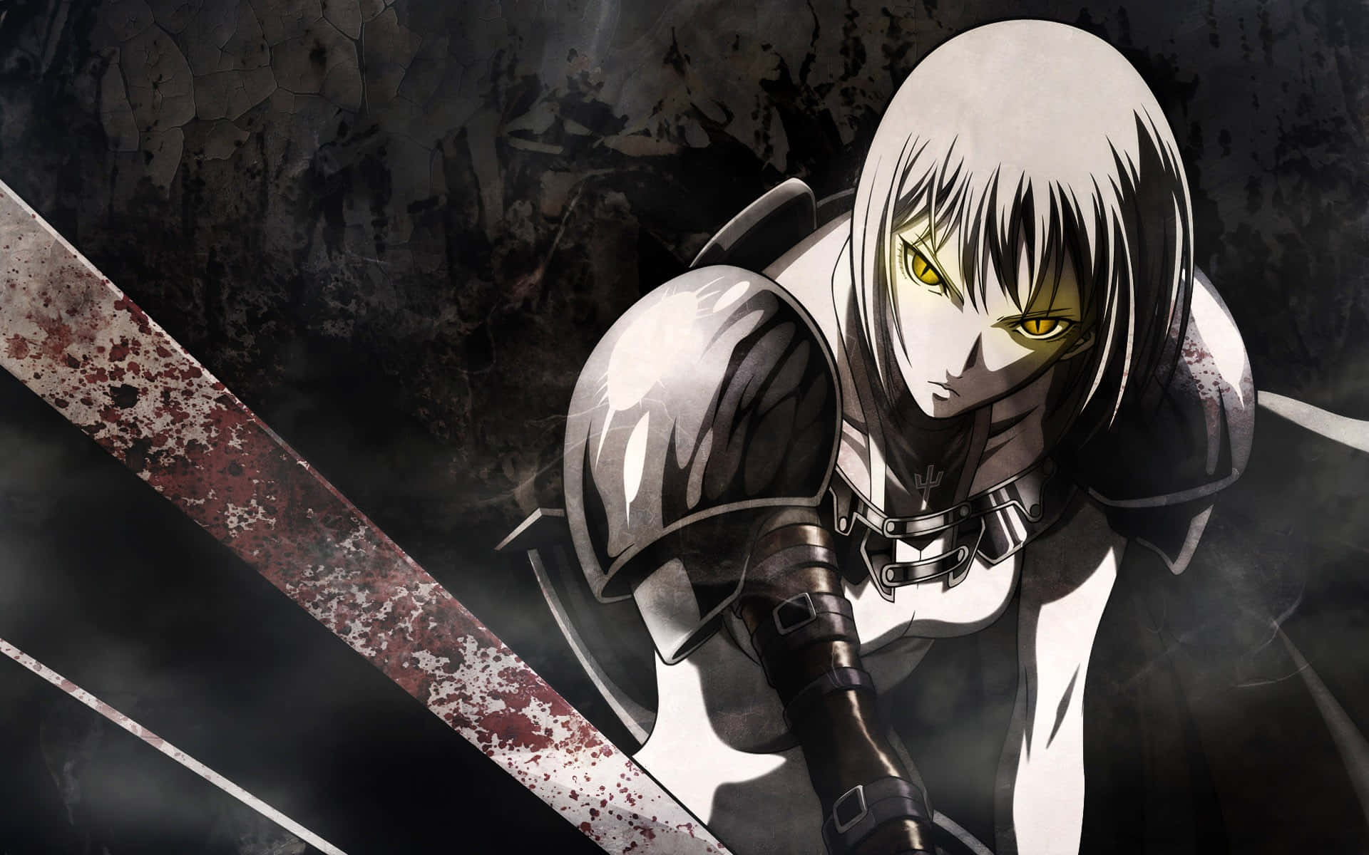 Epic Anime, female warrior, pale-haired, Full HD Desktop Wallpaper