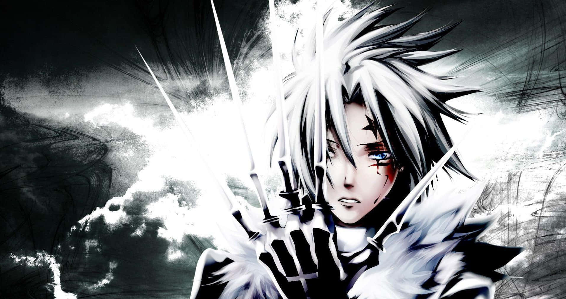 anime warrior, white hair, blue eye, HD Desktop Wallpaper