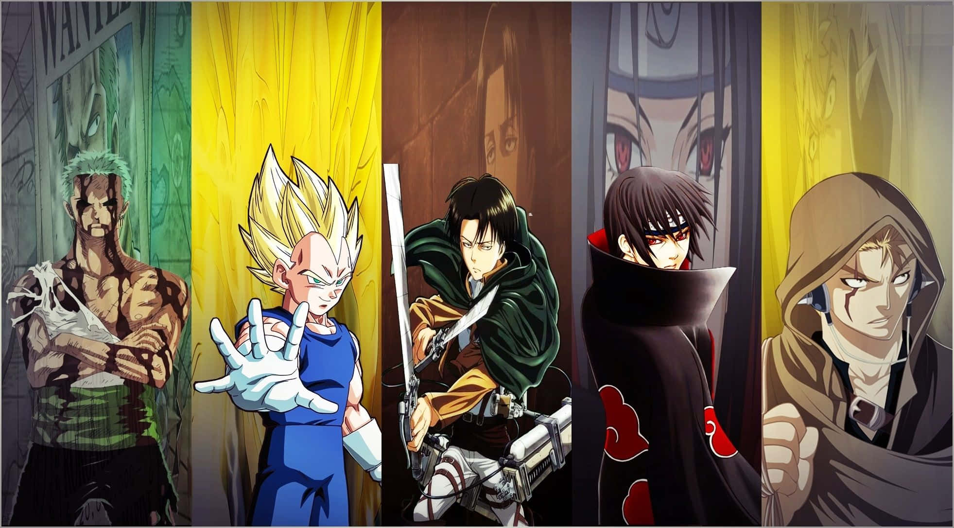Badass, anime warriors, vibrant colored backdrops, Full HD Desktop Wallpaper