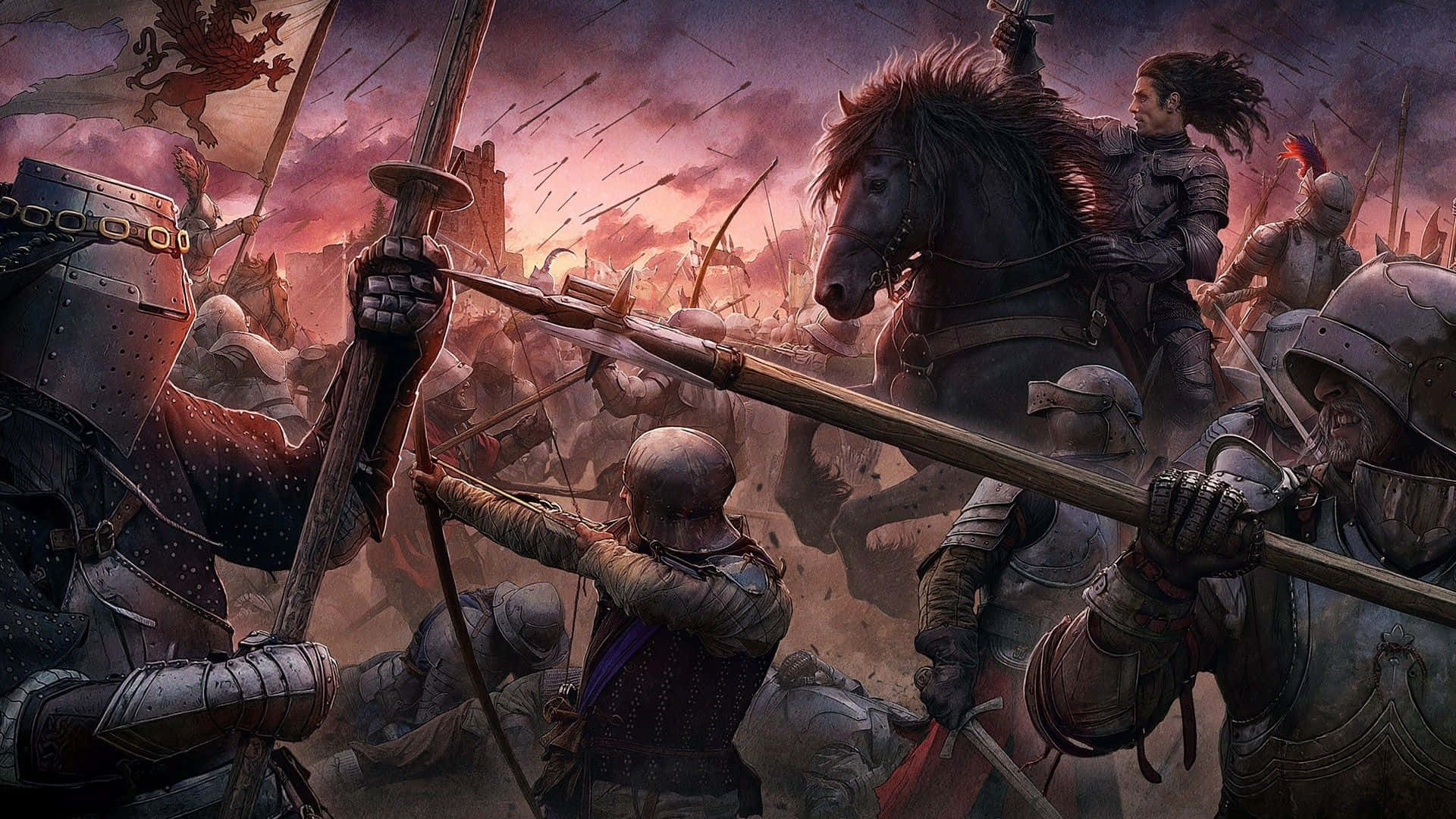 Epic Battle, Medieval knights, archers, Full HD Desktop Wallpaper