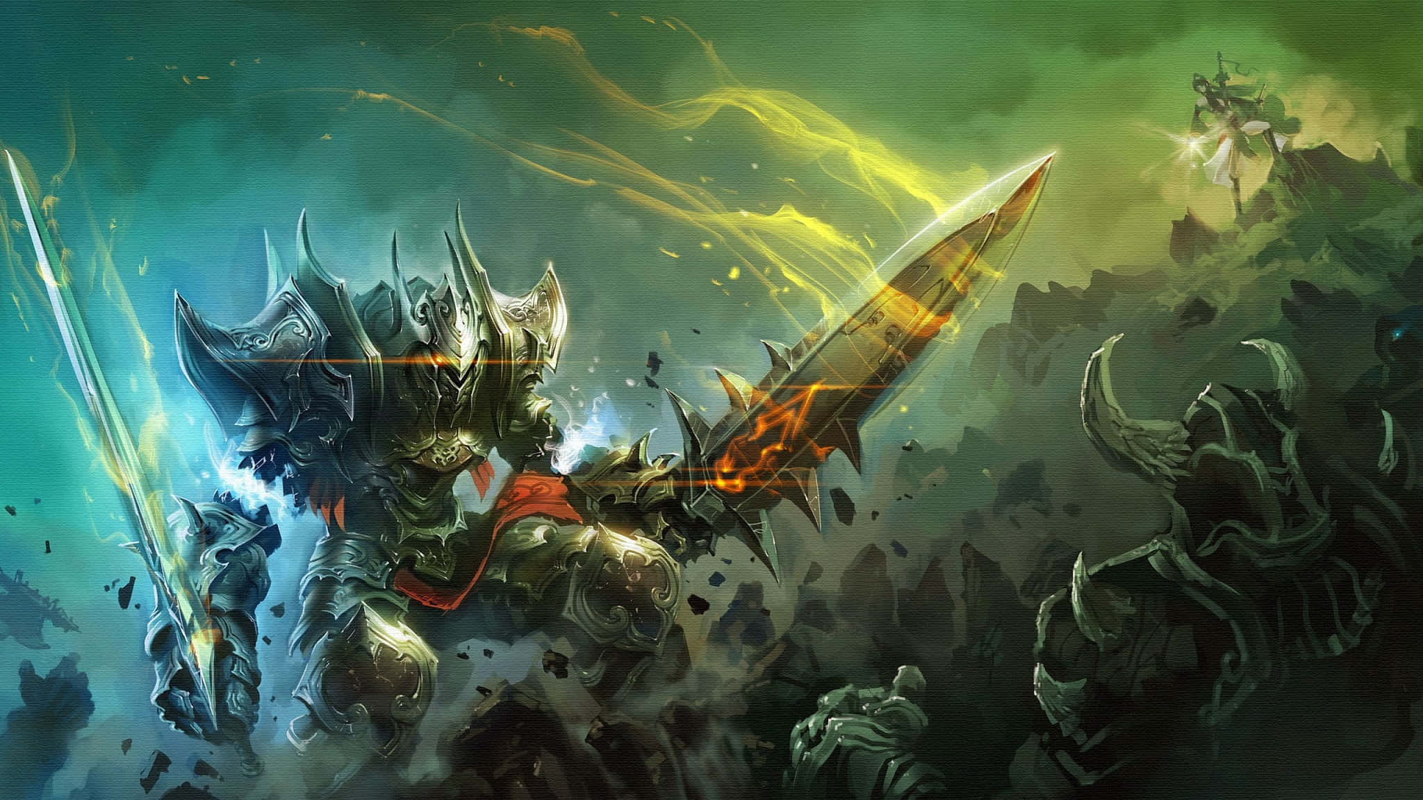 Epic Battle, glowing sword, stormy battlefield, Full HD Desktop Wallpaper