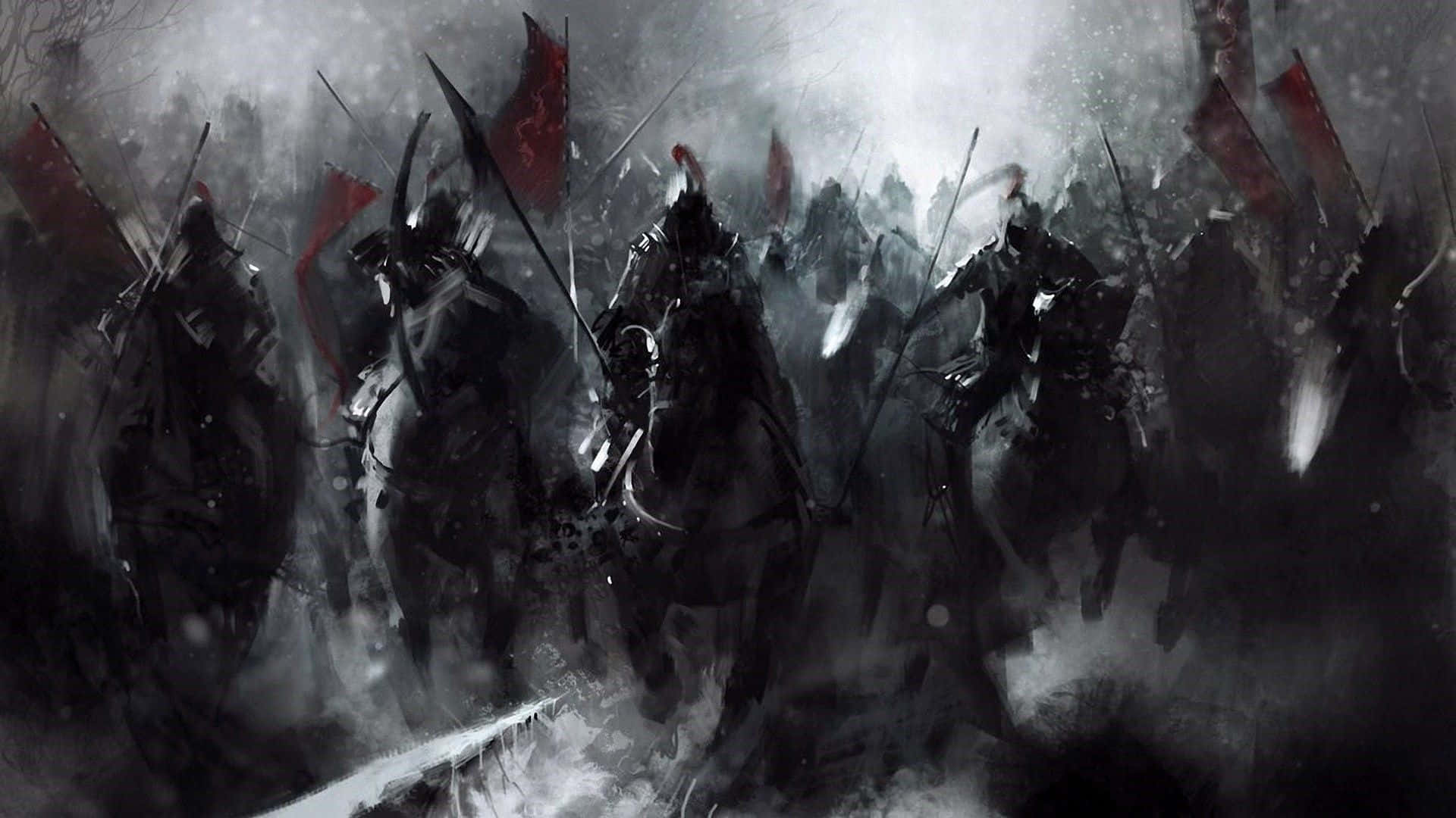Epic Battle, armored knights, horseback, Full HD Desktop Wallpaper