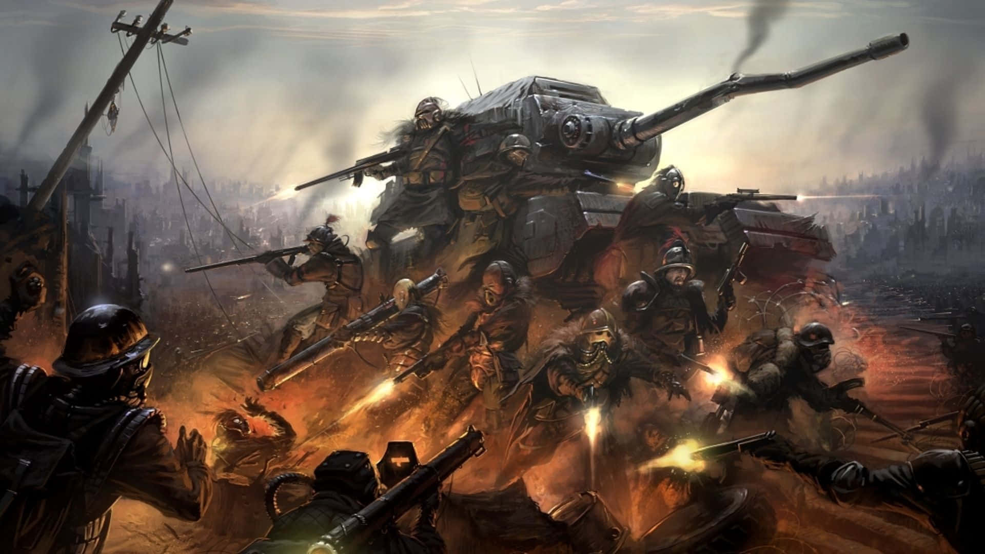 epic battle, soldiers, dark armor, Full HD Desktop Wallpaper