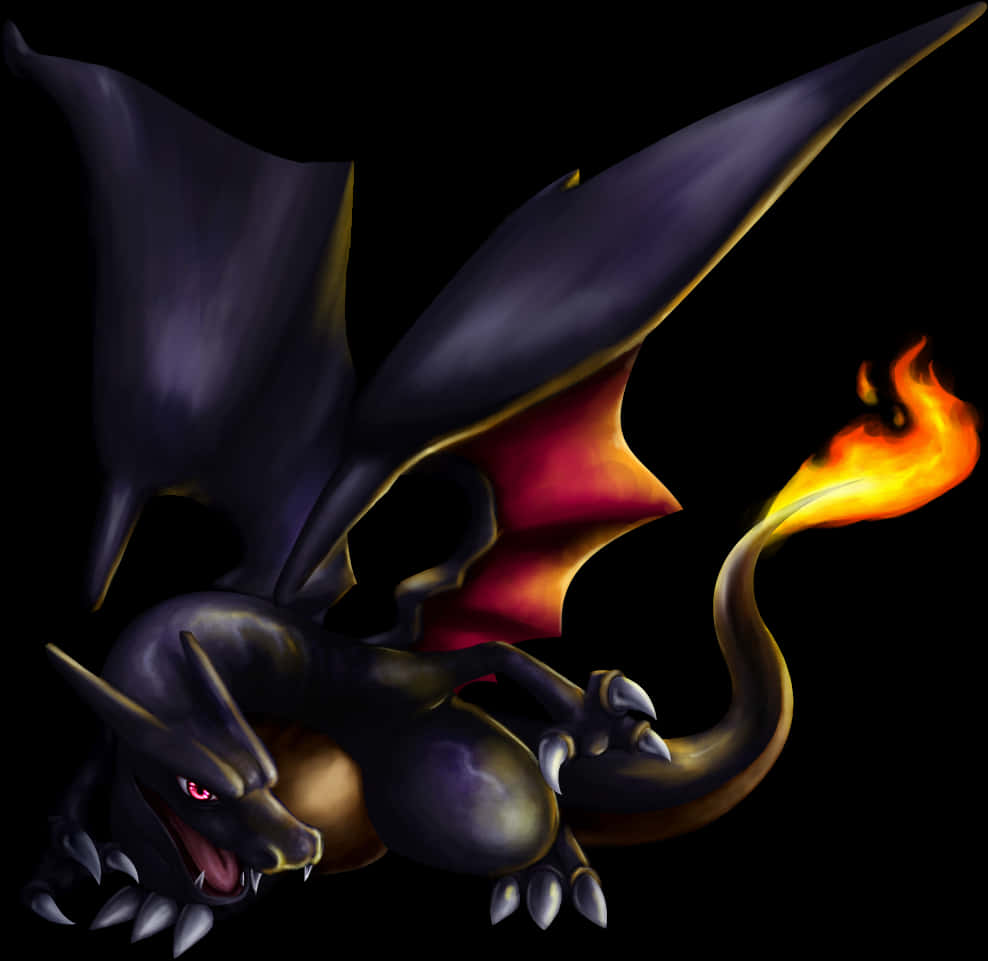 Epic Charizard, black dragon, glowing red eyes, SD Desktop Wallpaper