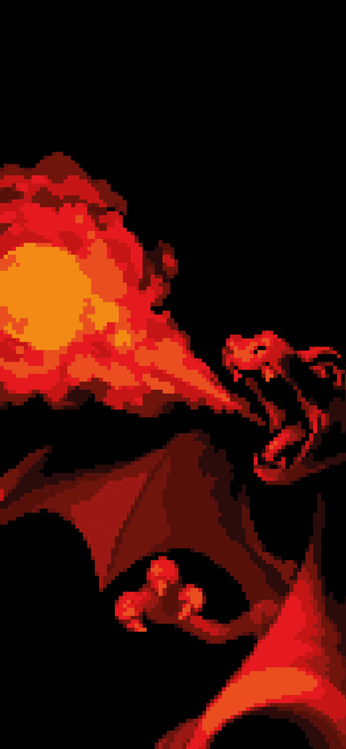 Epic Charizard, pixelated dragon, fiery orange flames, 2K Phone Wallpaper
