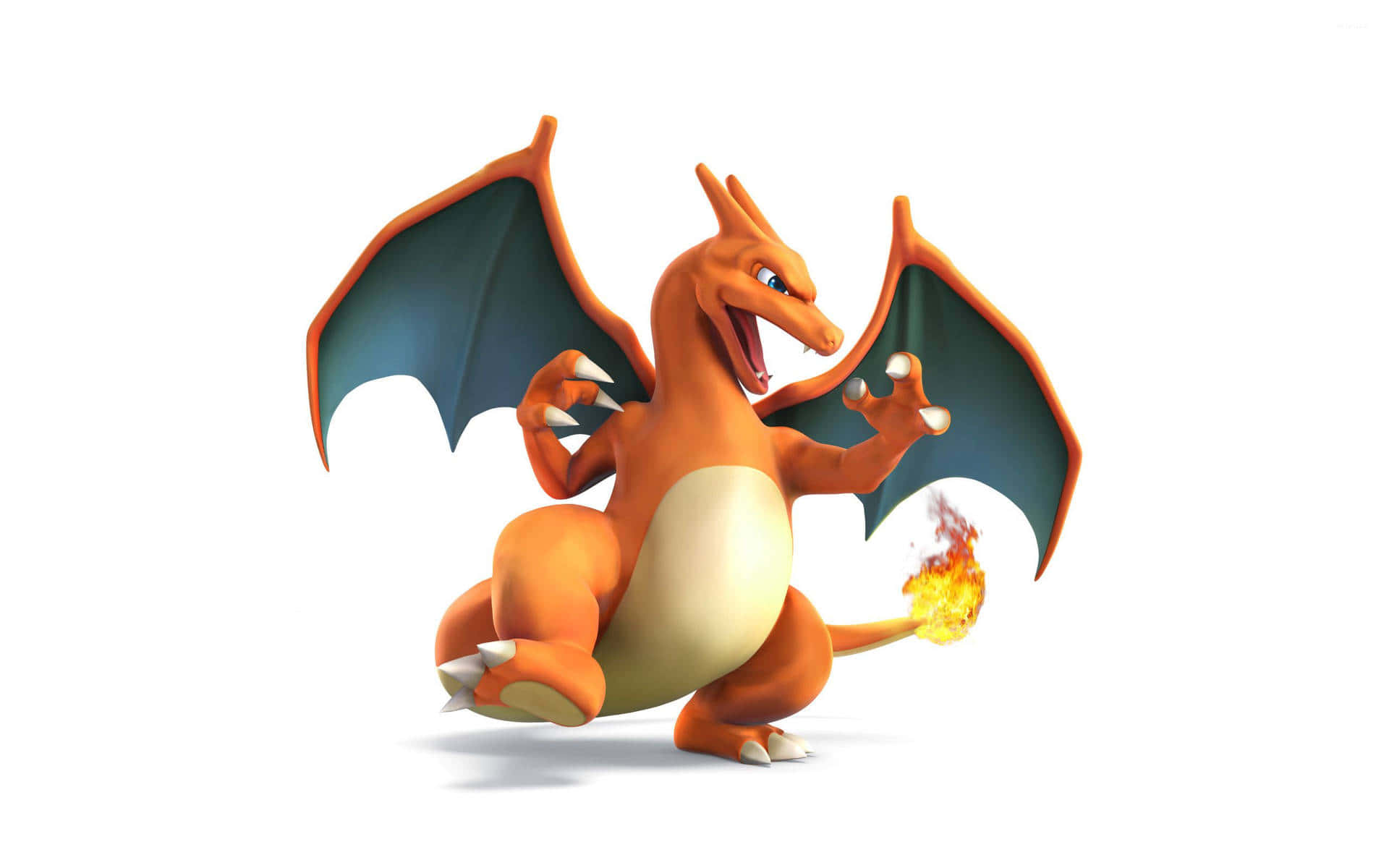 Epic Charizard, fiery orange, dark blue wings, Full HD Desktop Wallpaper