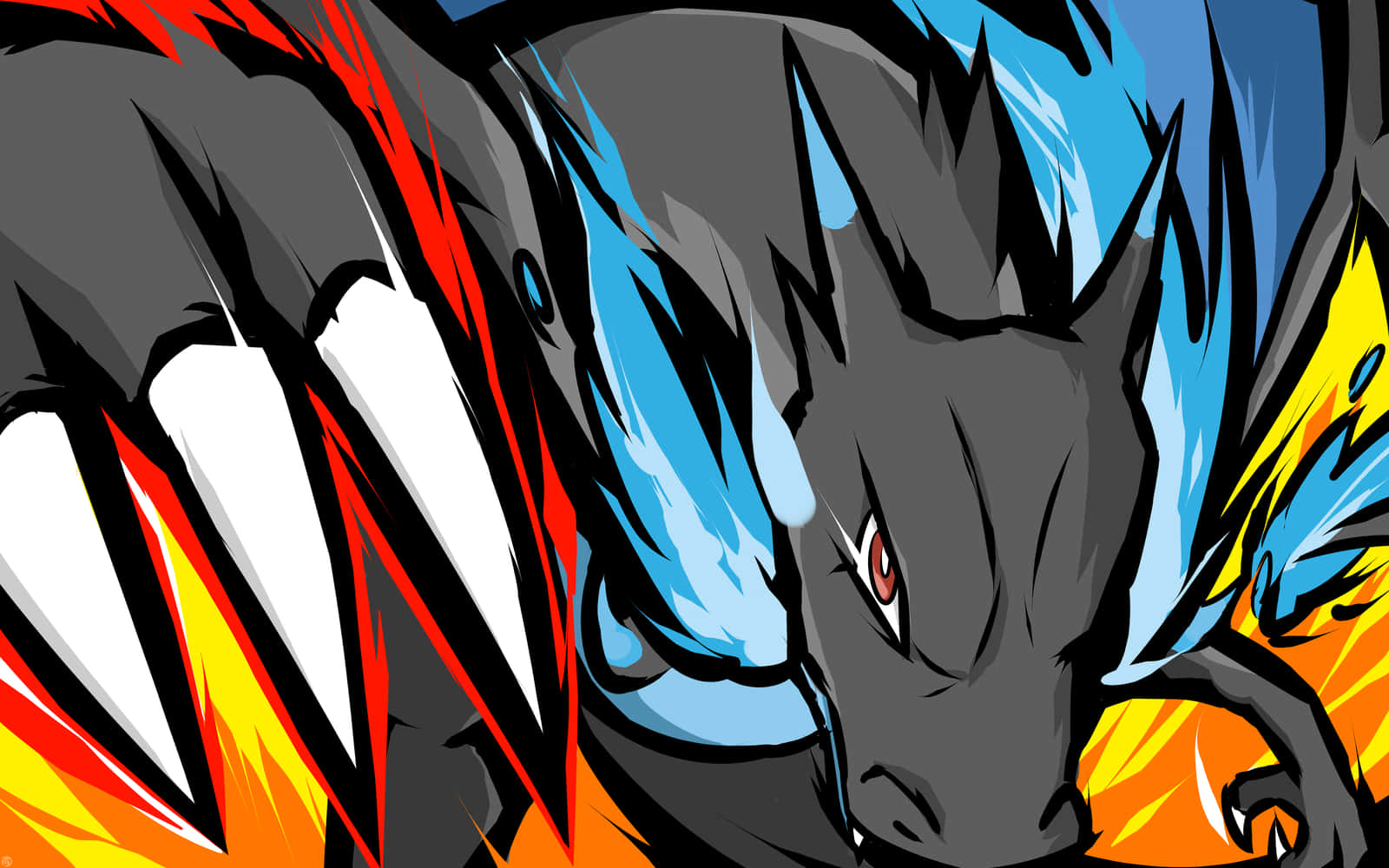 Epic Charizard, black dragon, glowing red eyes, HD Desktop Wallpaper