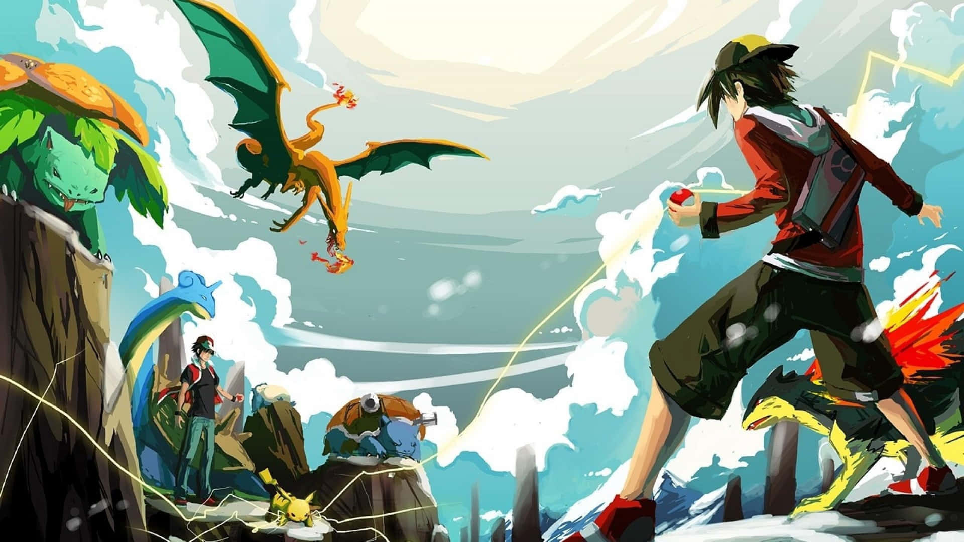 Epic Charizard, Charizard, Gold and Silver, Full HD Desktop Wallpaper