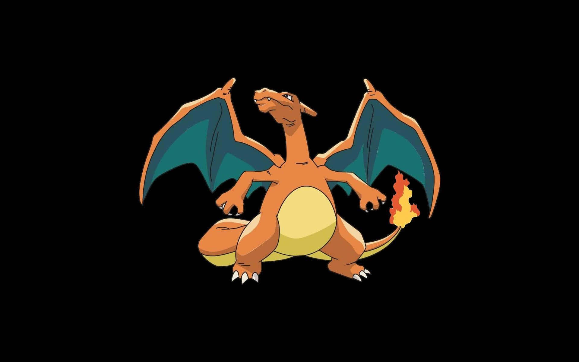 Epic Charizard, fiery orange, teal wings, Full HD Desktop Wallpaper