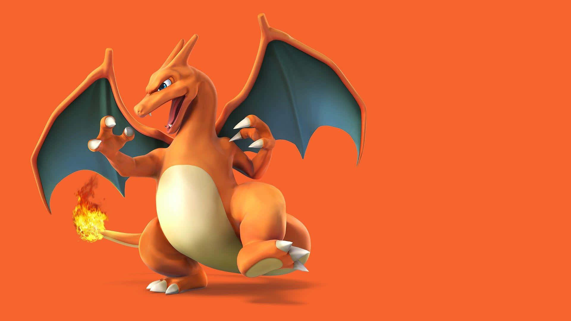 Epic Charizard, orange background, fiery orange dragon, Full HD Desktop Wallpaper
