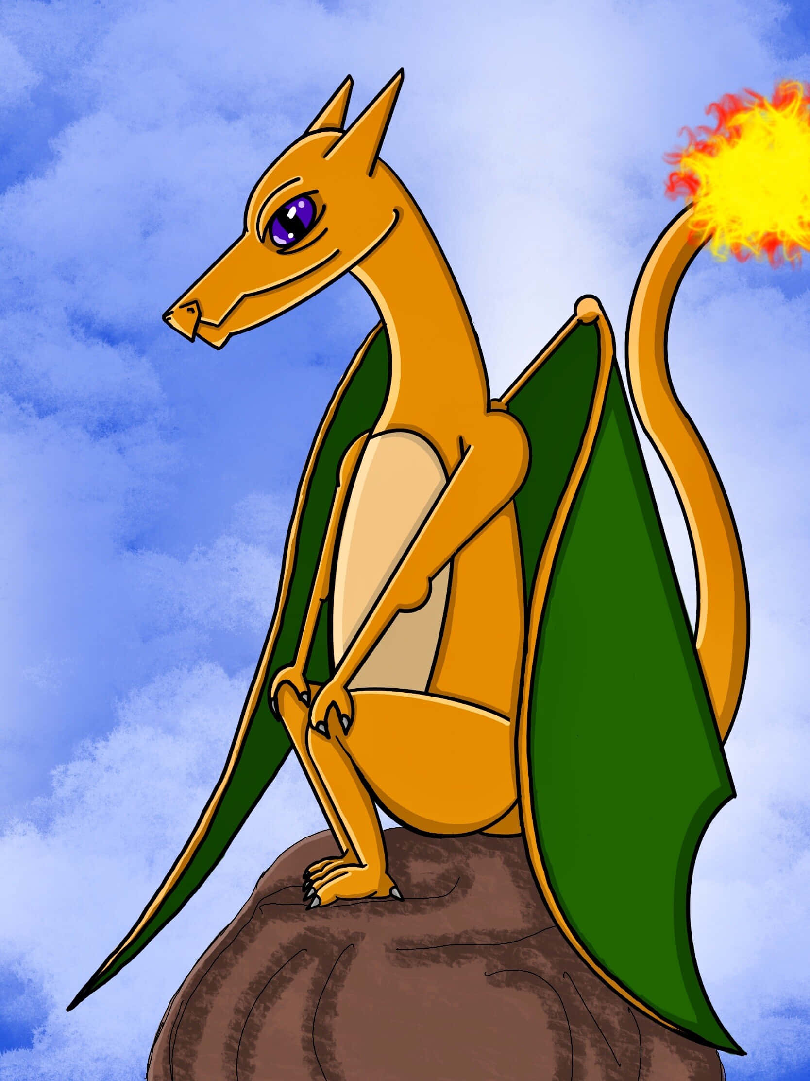 Epic Charizard, green wings, purple eyes, Full HD Phone Wallpaper