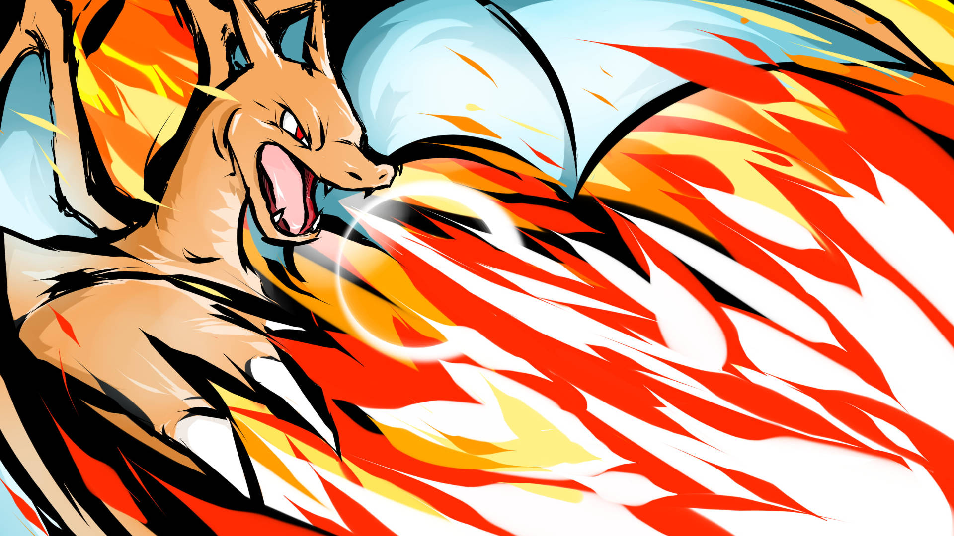 Charizard, fire breathing, flame blast, Full HD Desktop Wallpaper