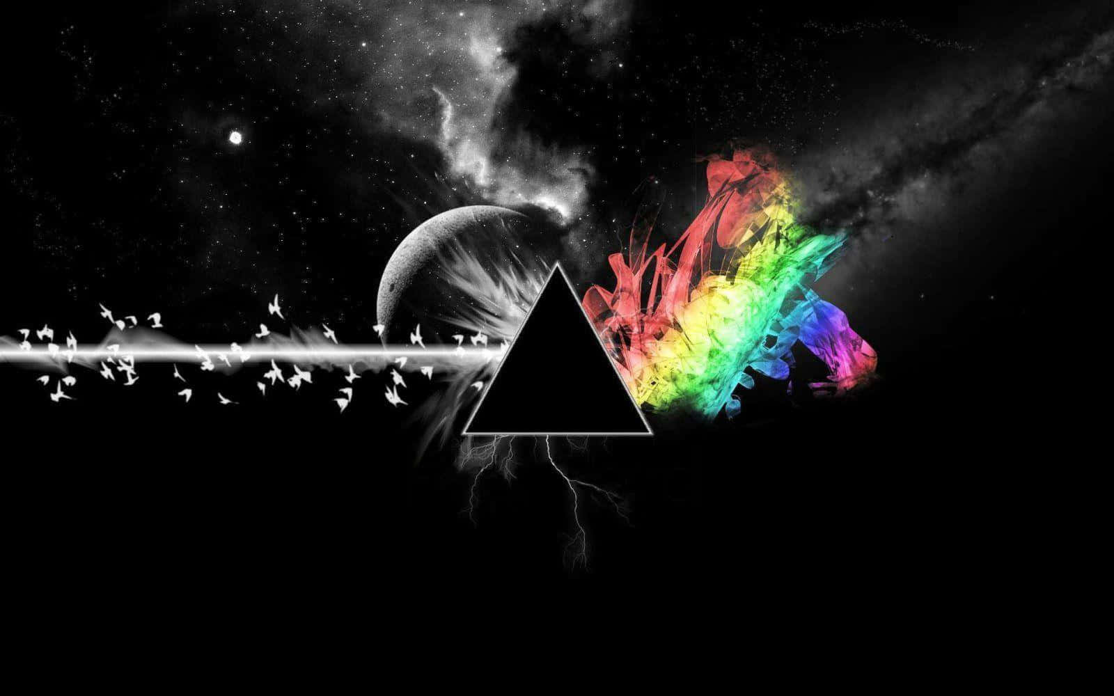 epic computer, black triangle, cosmic scene, HD Desktop Wallpaper