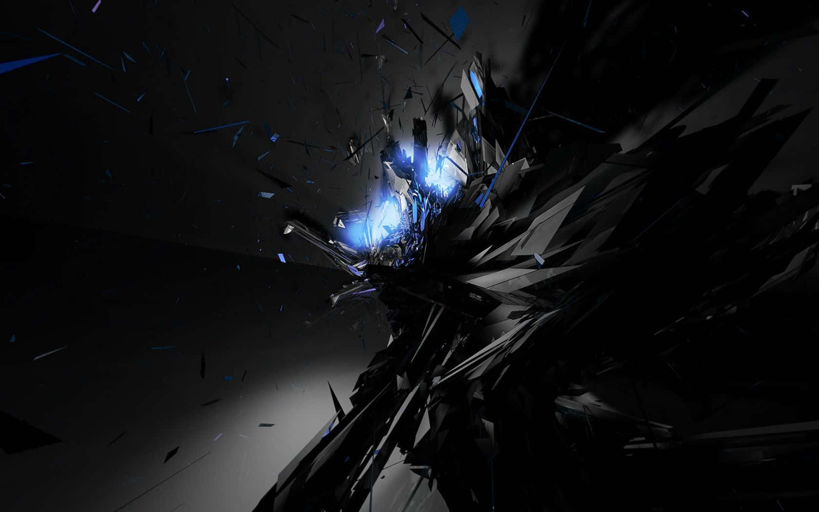 Epic Computer, shattered black crystal, vibrant blue light, HD Desktop Wallpaper