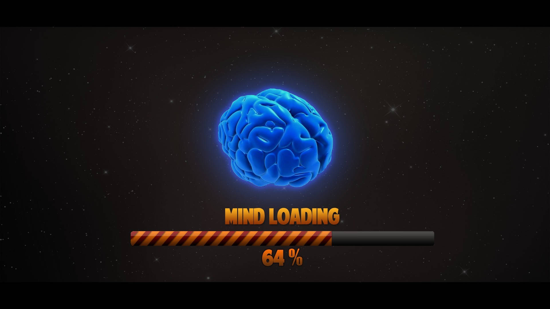 glowing blue brain, starry space, loading bar, Full HD Desktop Wallpaper