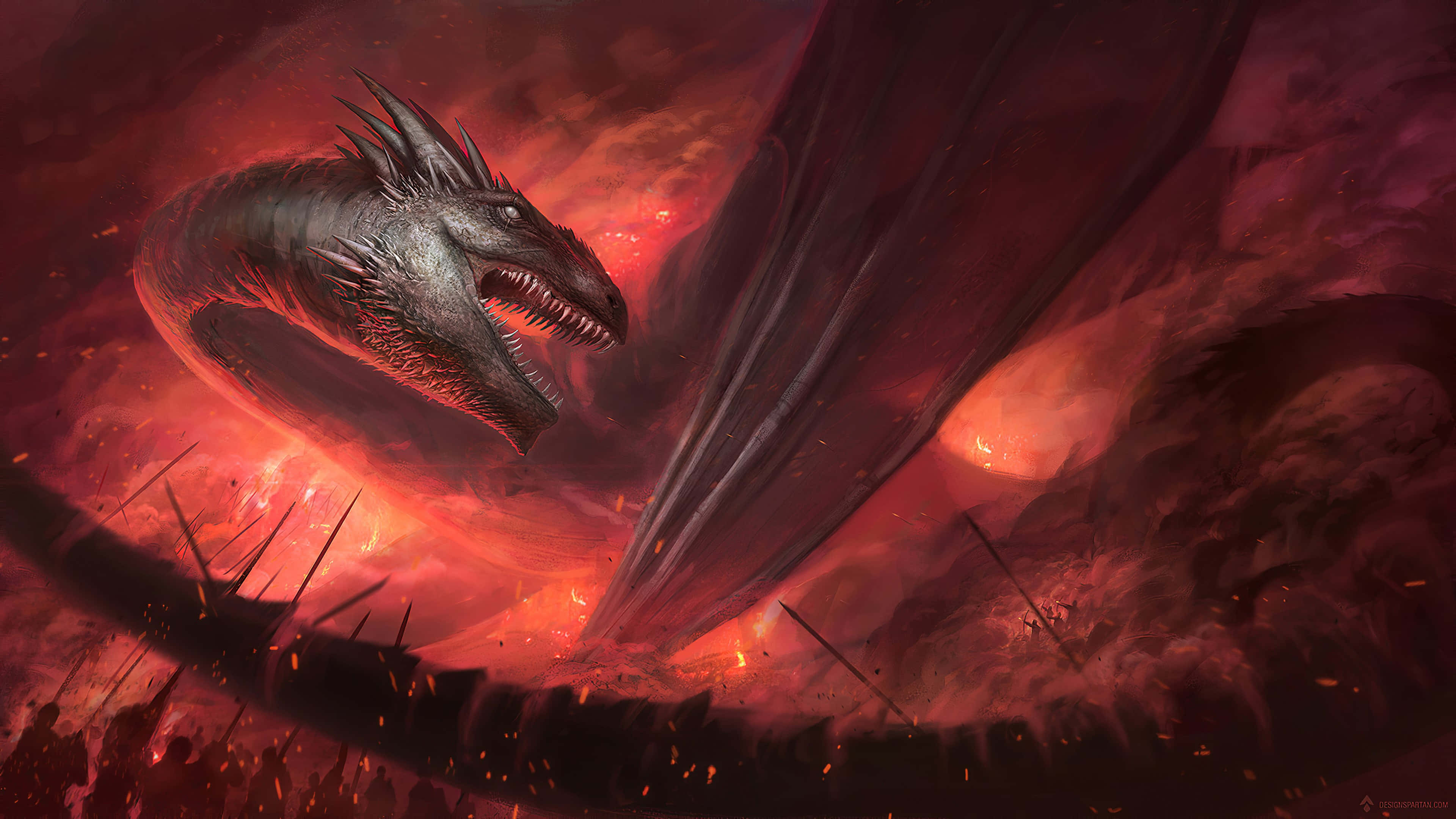 Epic Dragon 4K, dark dragon, spiked wings, 4K Desktop Wallpaper
